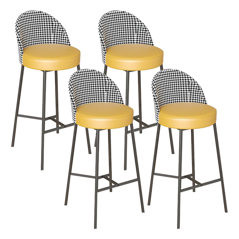 Industrial Metal Bar Stool Faux Leather Bar Stool with Black Legs