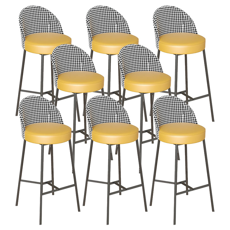 Industrial Metal Bar Stool Faux Leather Bar Stool with Black Legs