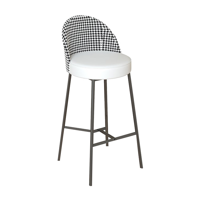 Industrial Metal Bar Stool Faux Leather Bar Stool with Black Legs