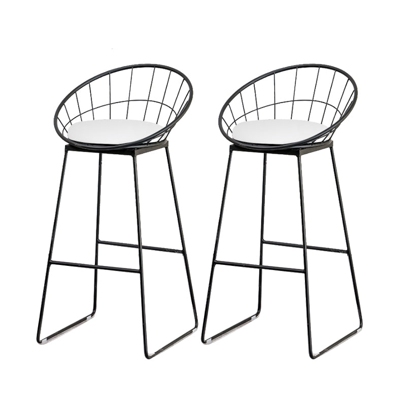 Modern Low Back Dining Stools Round Armless Bar Stools with Footrest