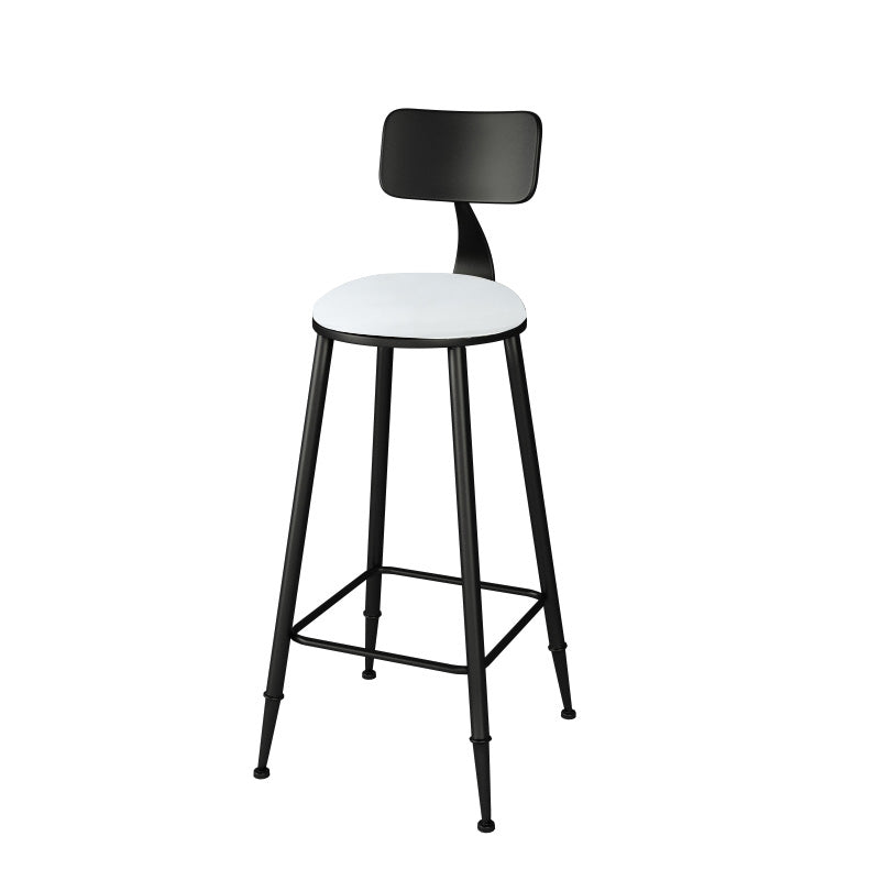 Modern Low Back Dining Stools Round Armless Bar Stools with Footrest