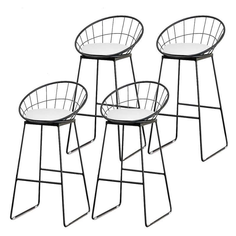 Modern Low Back Dining Stools Round Armless Bar Stools with Footrest