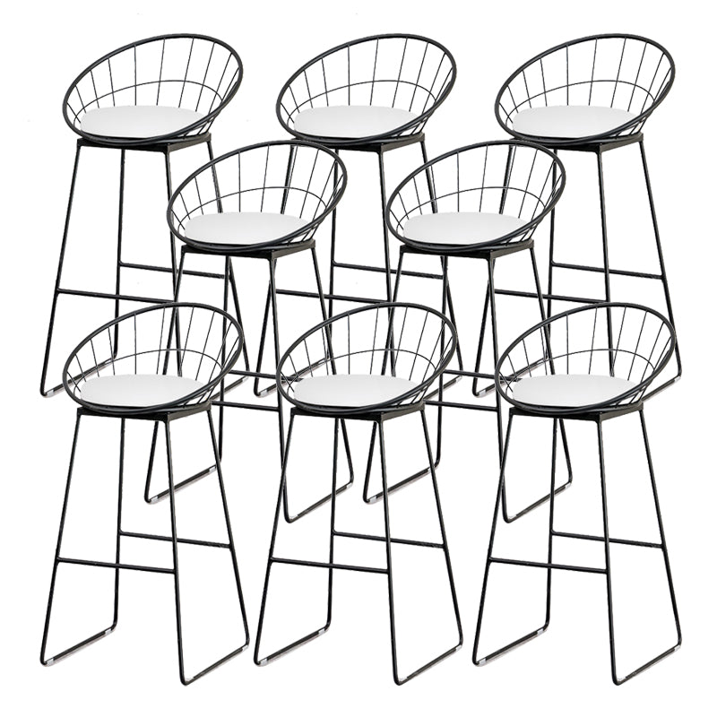 Modern Low Back Dining Stools Round Armless Bar Stools with Footrest