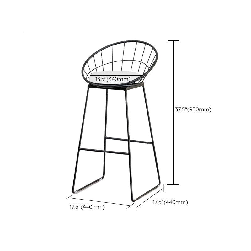 Modern Low Back Dining Stools Round Armless Bar Stools with Footrest