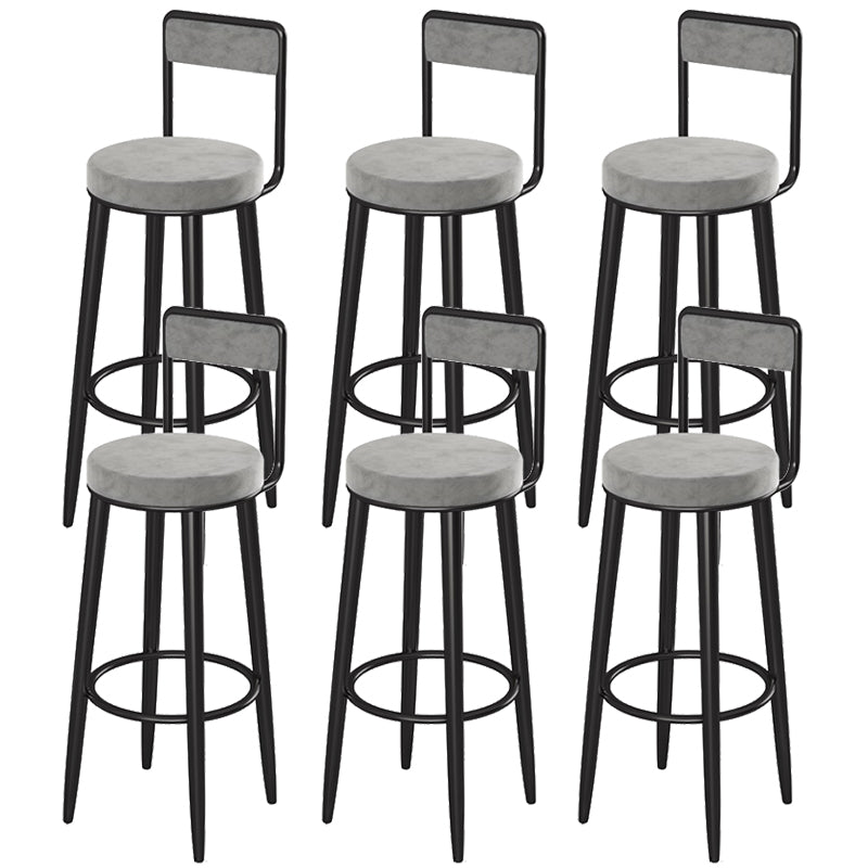 Glam Upholstered Dining Stools Round Armless Bar Stools with Footrest