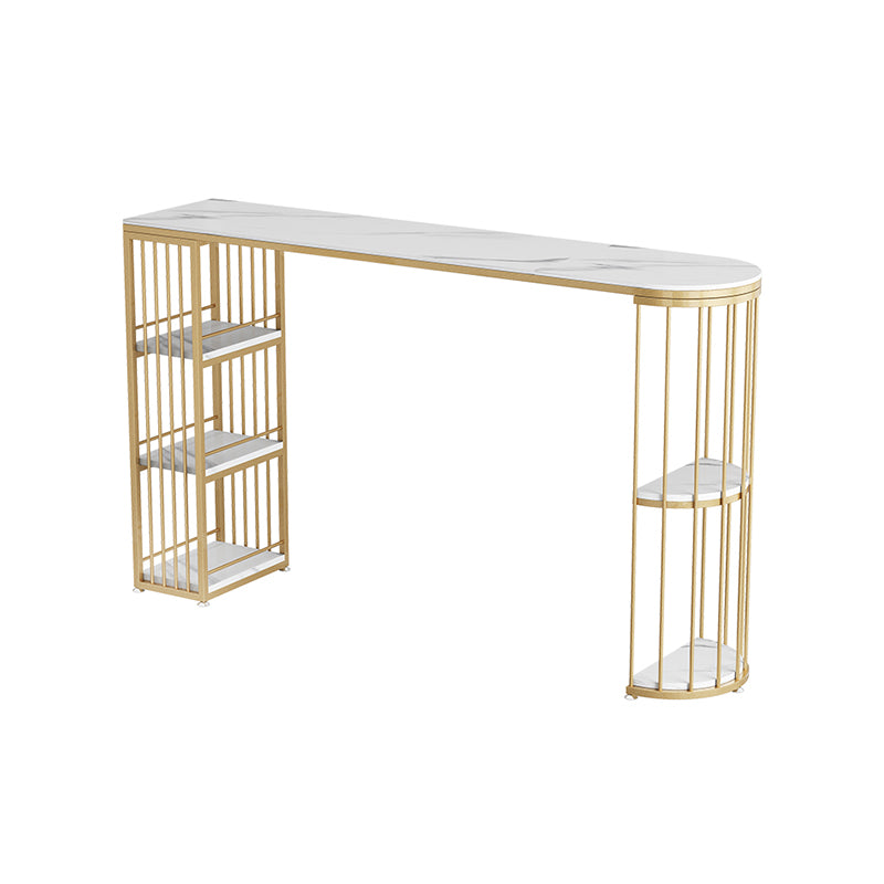 Modern Metal and Stone Bar Table Free Form Bar Table with Storage Base