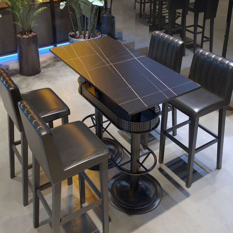 Industrial Style Bar Height Table Cafe Bar Dining Table with Storage