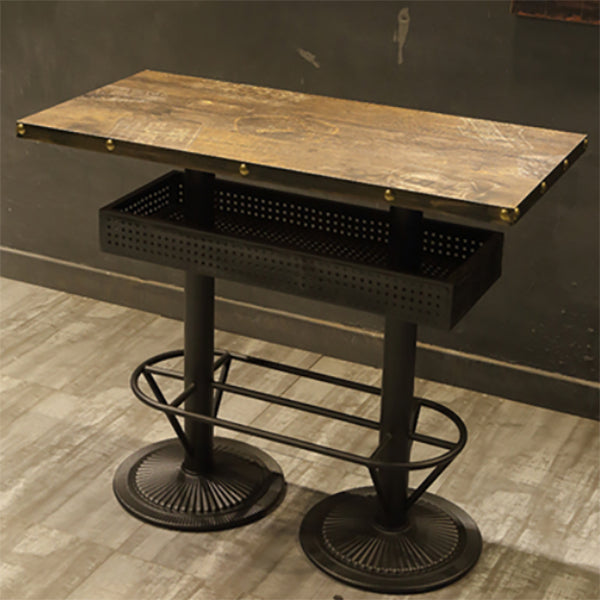 Industrial Style Bar Height Table Cafe Bar Dining Table with Storage