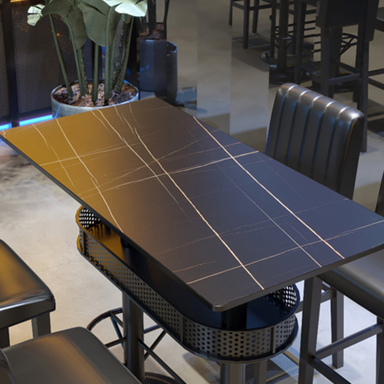 Industrial Style Bar Height Table Cafe Bar Dining Table with Storage