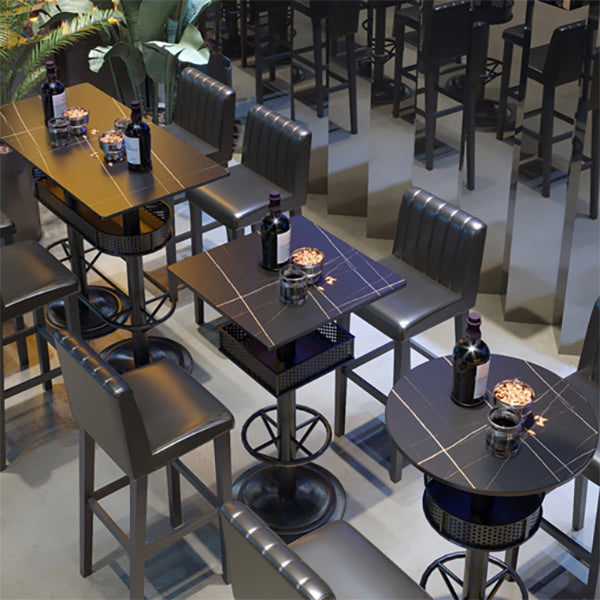 Industrial Style Bar Height Table Cafe Bar Dining Table with Storage