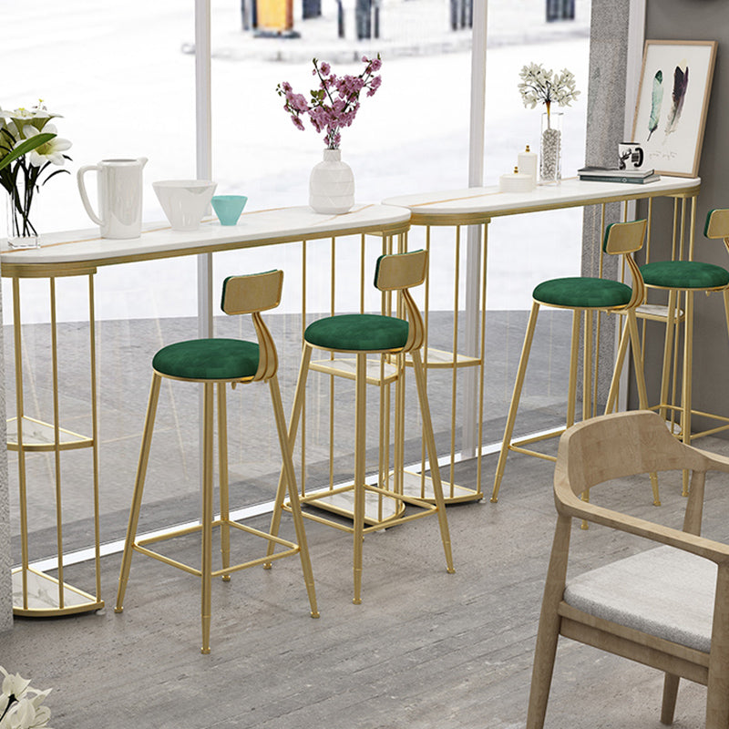 Stone Oval Bar Table Glam Style Living Room Bistro Bar Desk with Storage