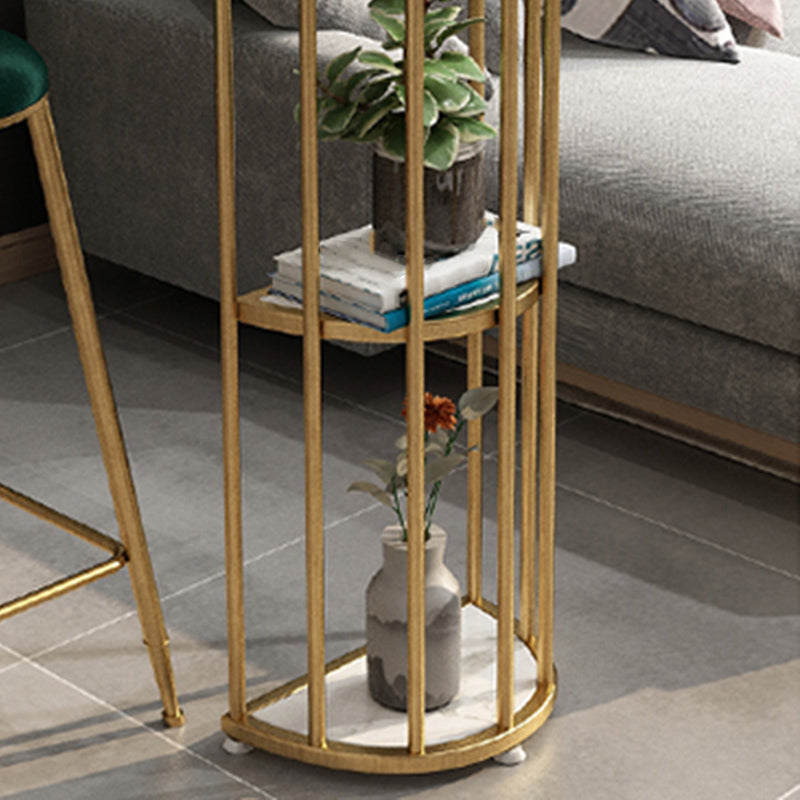 Stone Oval Bar Table Glam Style Living Room Bistro Bar Desk with Storage