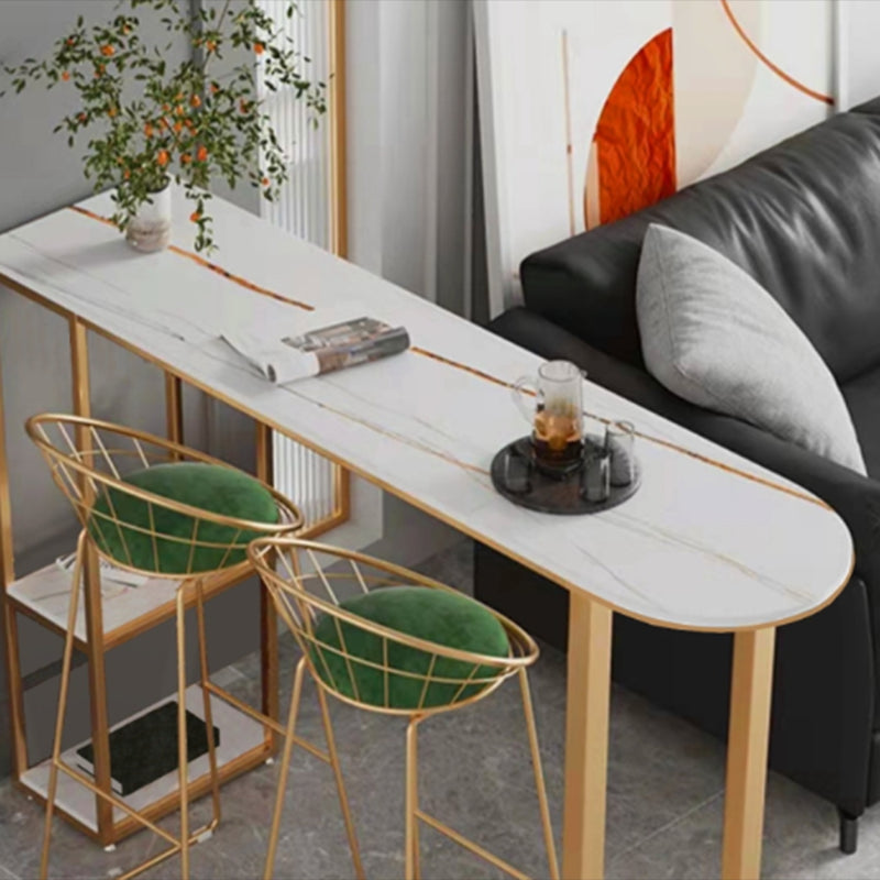 Glam Style Bar Table Sled Base Bar Dining Table for Living Room