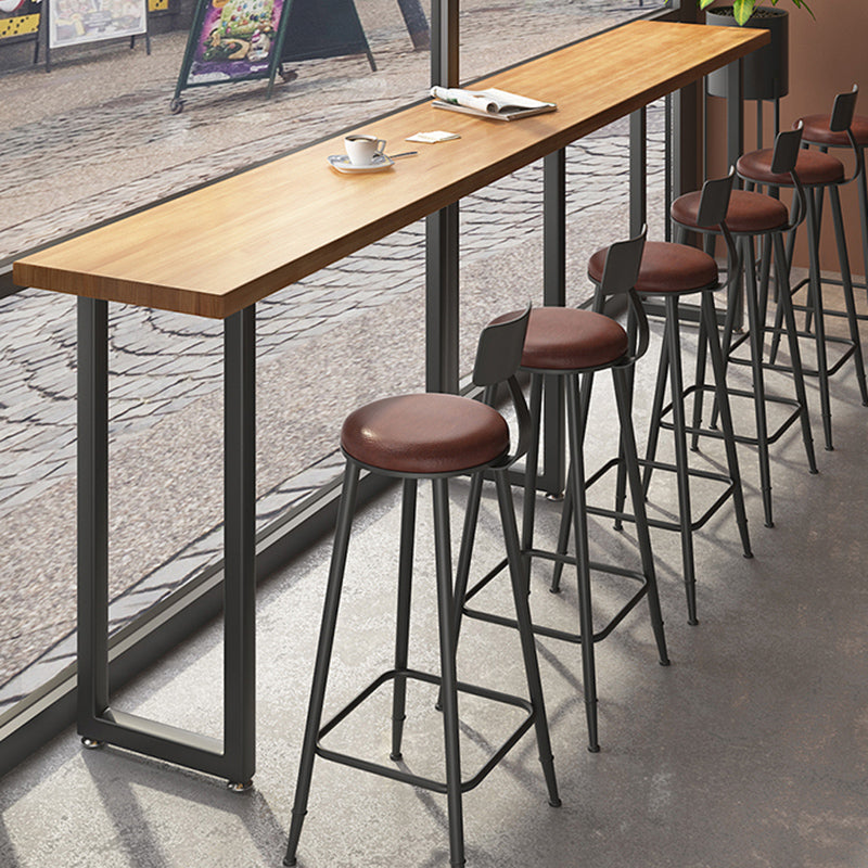 Industrial Style Rectangle Bar Table Solid Wood Fixed Bar Dining Table for Indoor