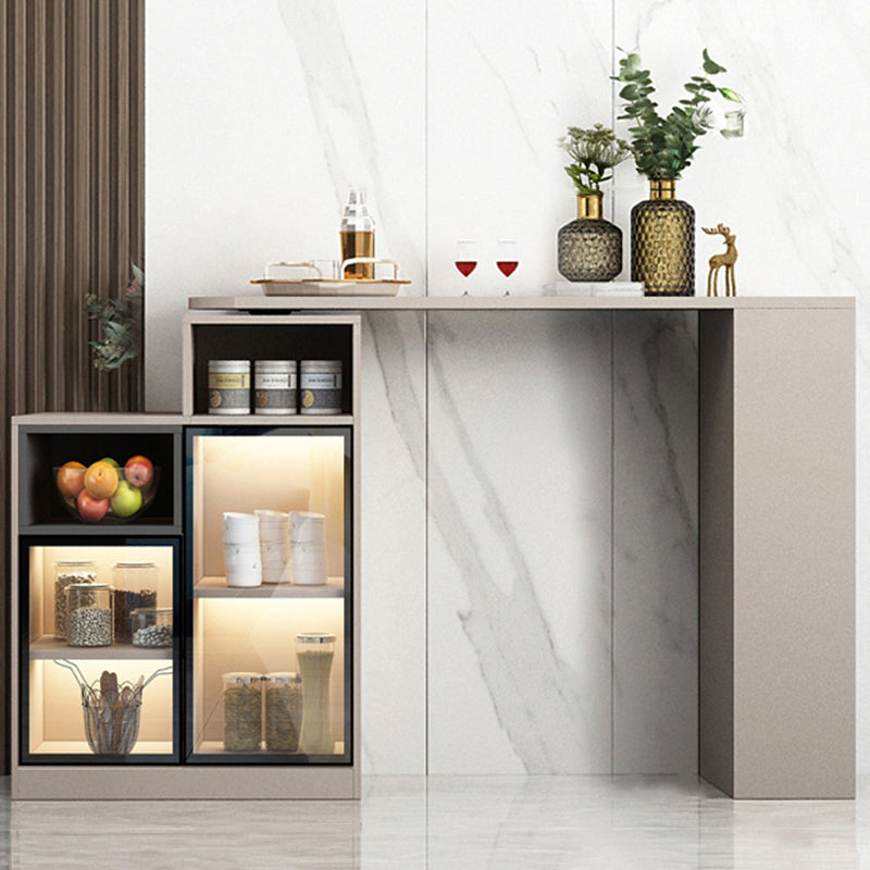 Contemporary Style Bar Table Wood Revolving Bar Wine Table with Storage