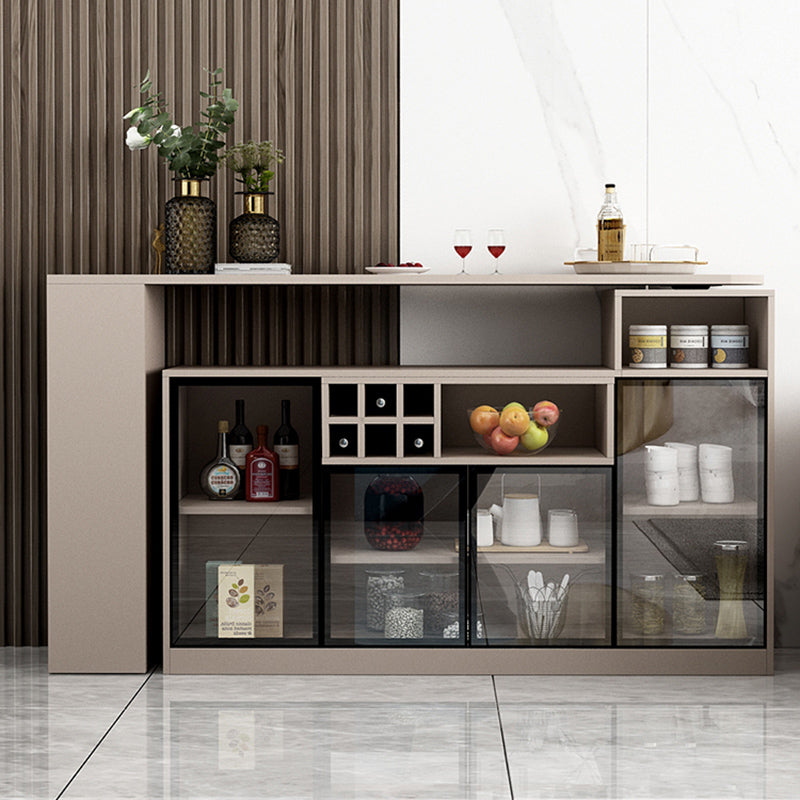 Contemporary Style Bar Table Wood Revolving Bar Wine Table with Storage