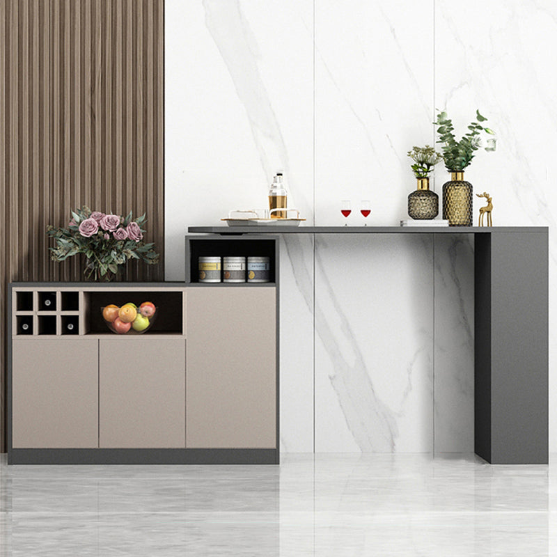 Contemporary Style Bar Table Wood Revolving Bar Wine Table with Storage