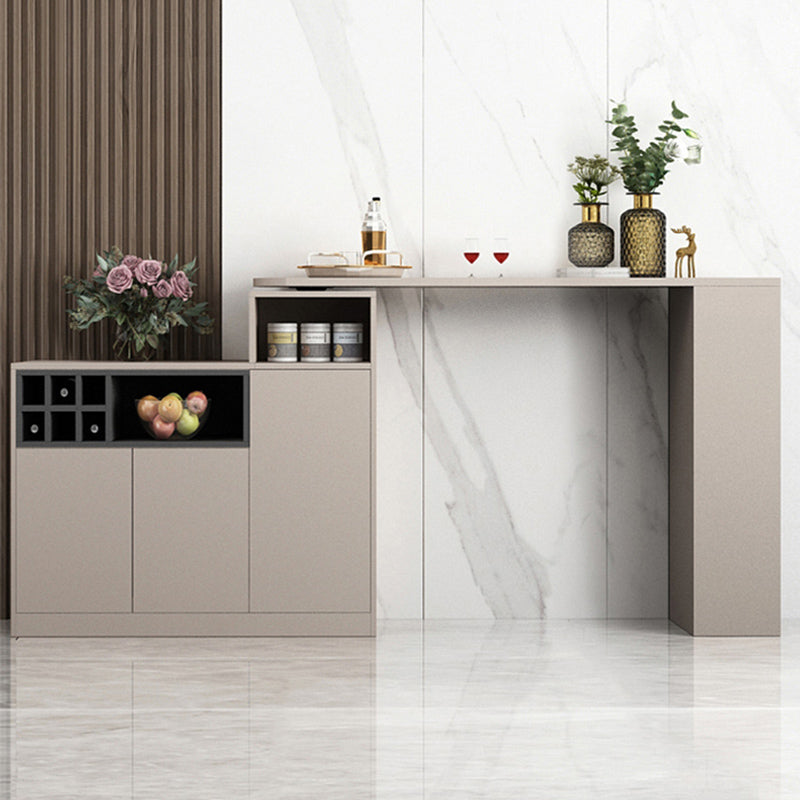 Contemporary Style Bar Table Wood Revolving Bar Wine Table with Storage