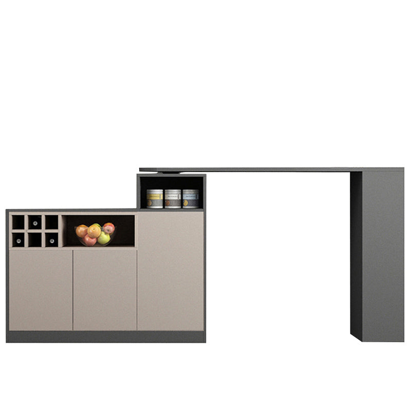 Contemporary Style Bar Table Wood Revolving Bar Wine Table with Storage