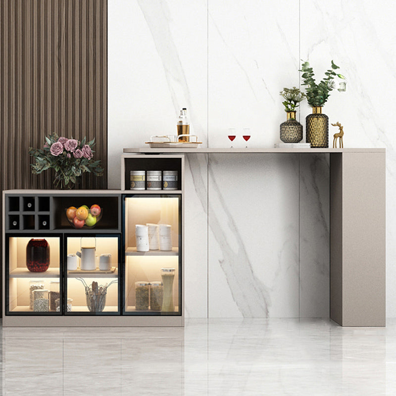 Contemporary Style Bar Table Wood Revolving Bar Wine Table with Storage