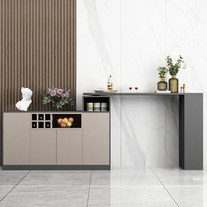 Contemporary Style Bar Table Wood Revolving Bar Wine Table with Storage