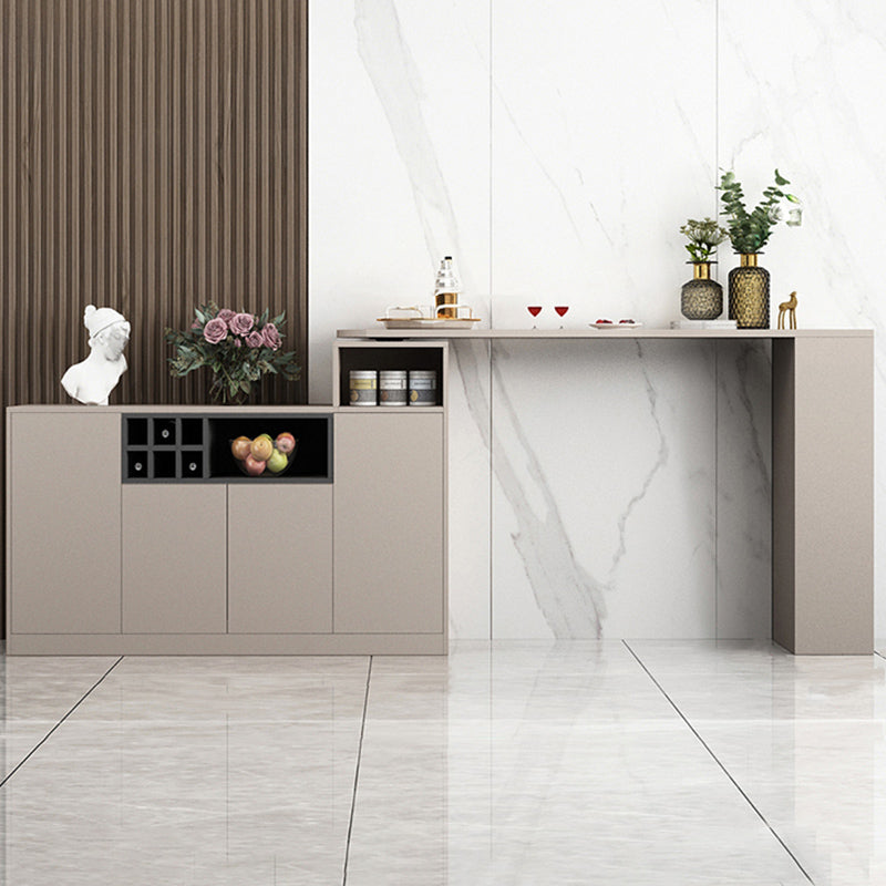 Contemporary Style Bar Table Wood Revolving Bar Wine Table with Storage