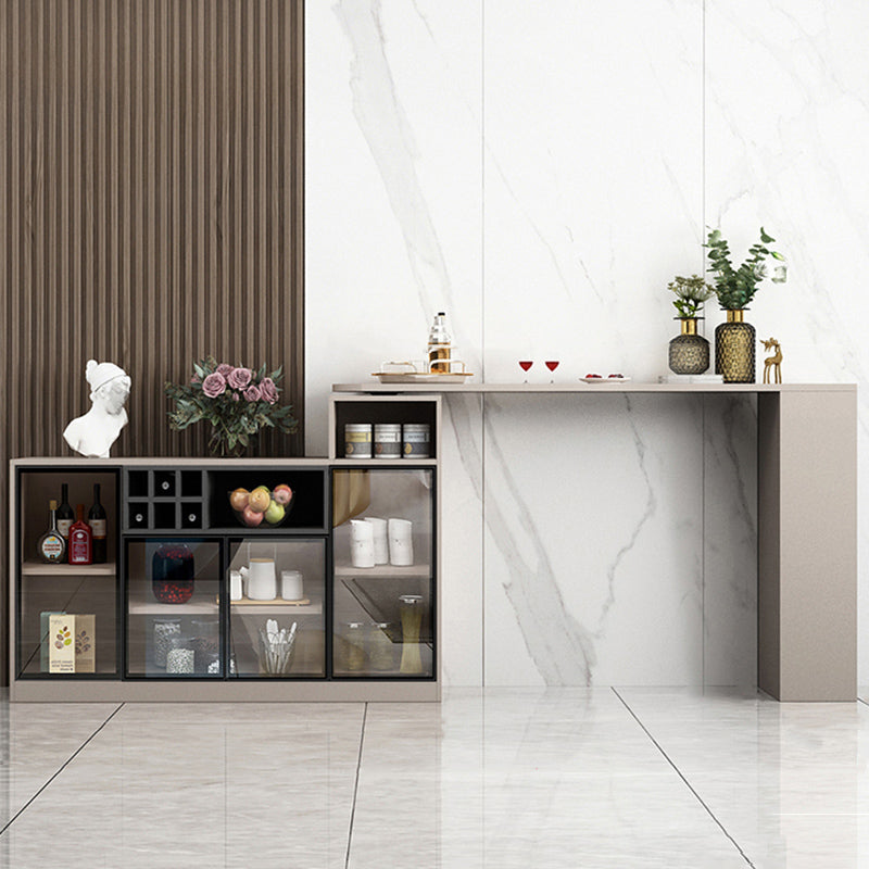 Contemporary Style Bar Table Wood Revolving Bar Wine Table with Storage