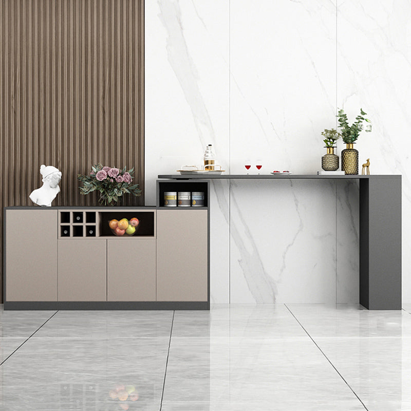 Contemporary Style Bar Table Wood Revolving Bar Wine Table with Storage