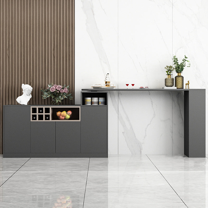 Contemporary Style Bar Table Wood Revolving Bar Wine Table with Storage