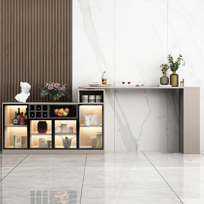 Contemporary Style Bar Table Wood Revolving Bar Wine Table with Storage