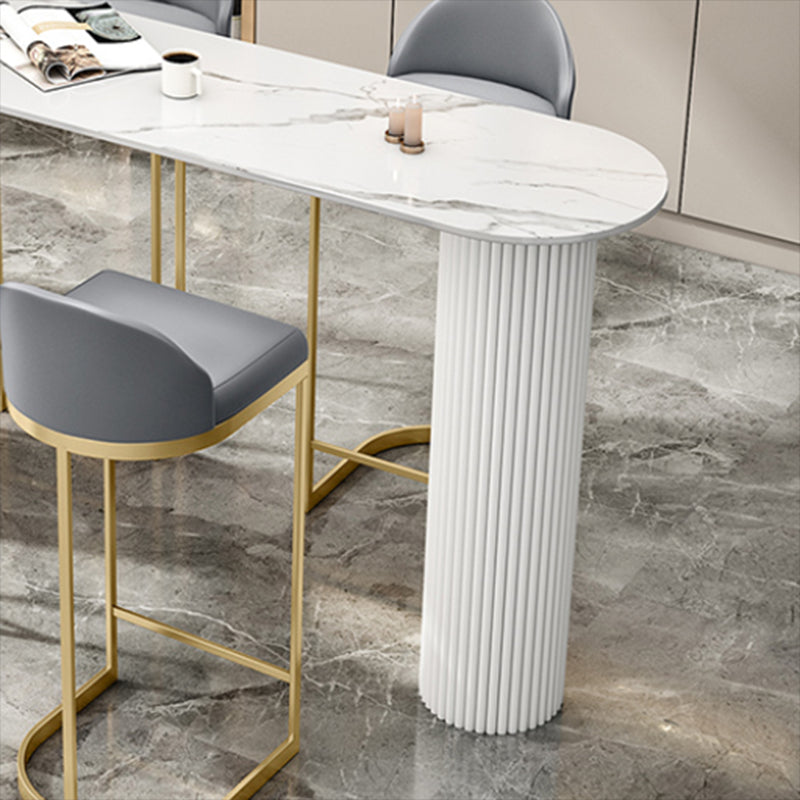 White Colour Bar Wine Table Stone Bar Dining Table with Double Pedestal