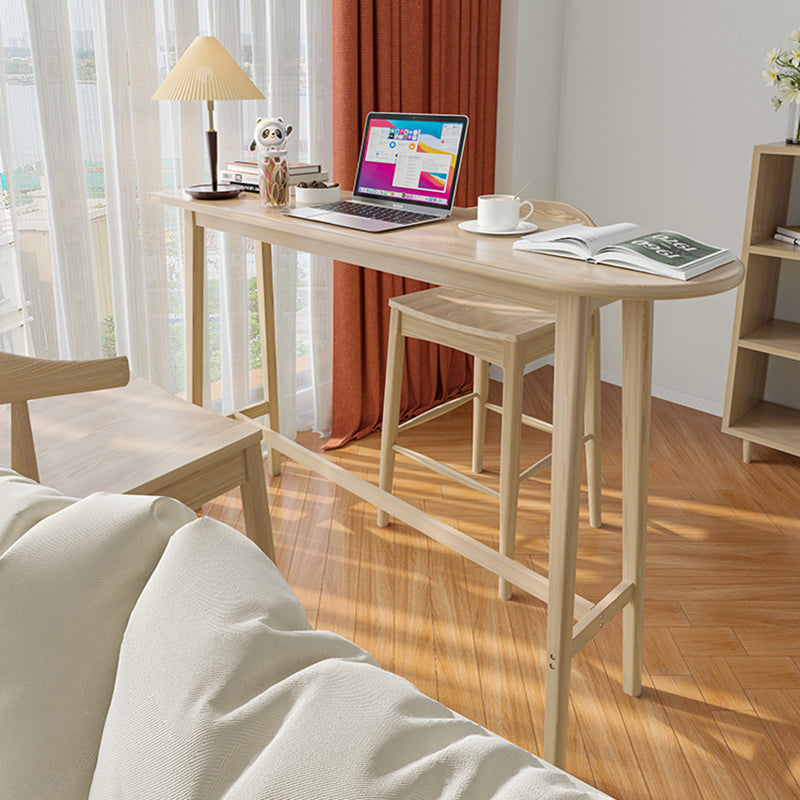 Modern Style Solid Wood Bar Table Natural Colour Fixed Bistro Bar Desk for Living Room