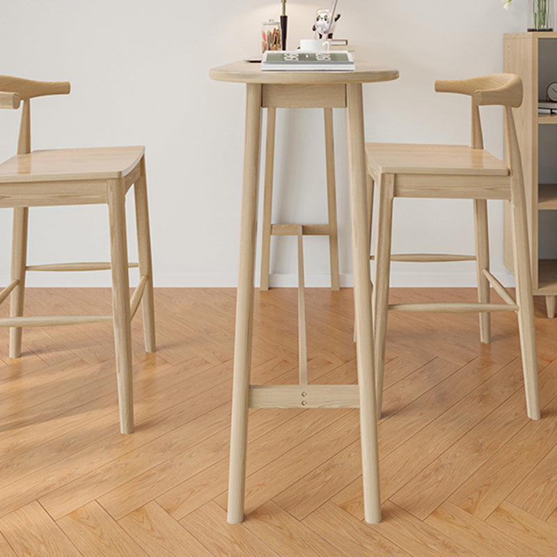 Modern Style Solid Wood Bar Table Natural Colour Fixed Bistro Bar Desk for Living Room