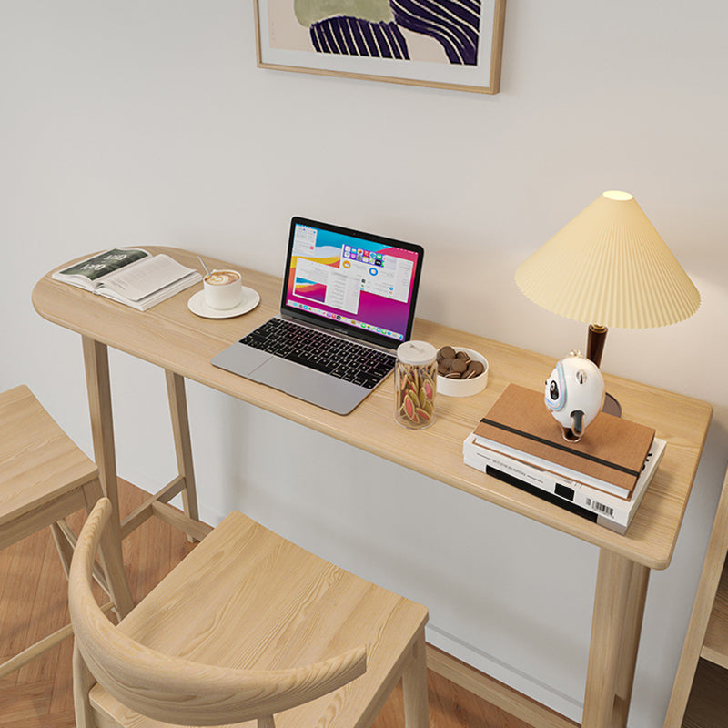 Modern Style Solid Wood Bar Table Natural Colour Fixed Bistro Bar Desk for Living Room