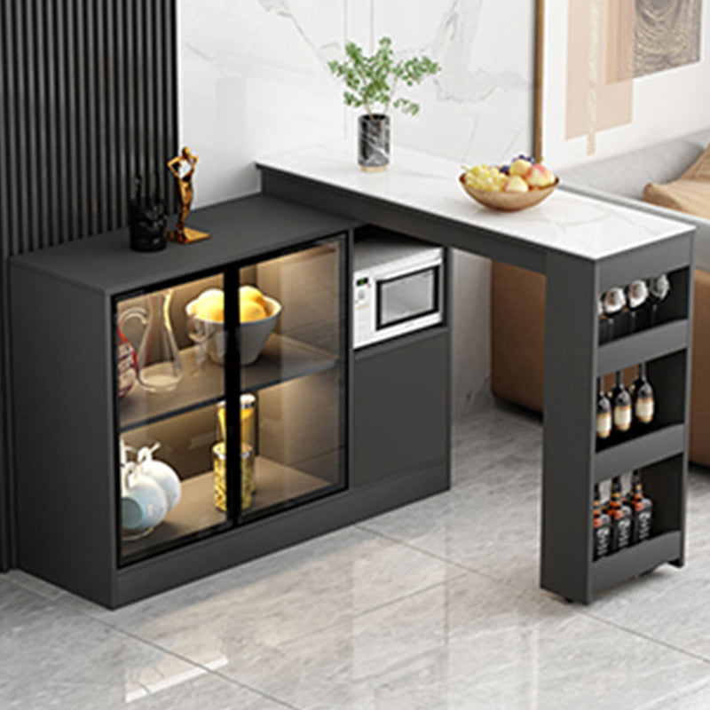 Modern Style Rectangle Bar Table Living Room Bistro Bar Desk with Storage