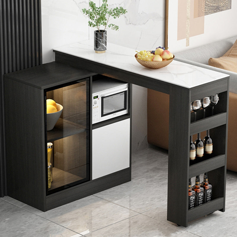 Modern Style Rectangle Bar Table Living Room Bistro Bar Desk with Storage