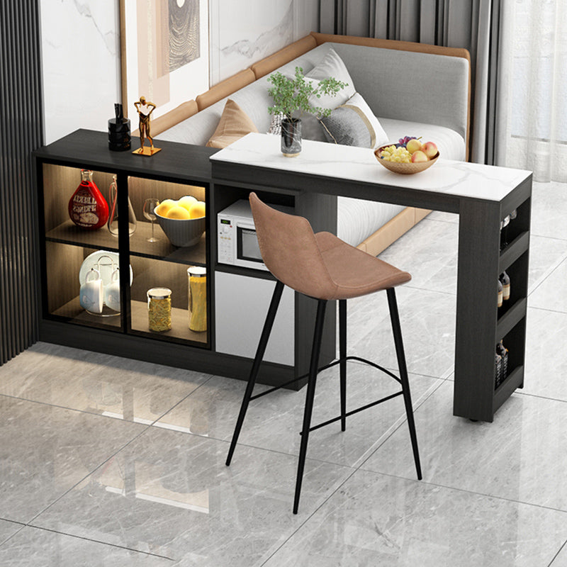 Modern Style Rectangle Bar Table Living Room Bistro Bar Desk with Storage