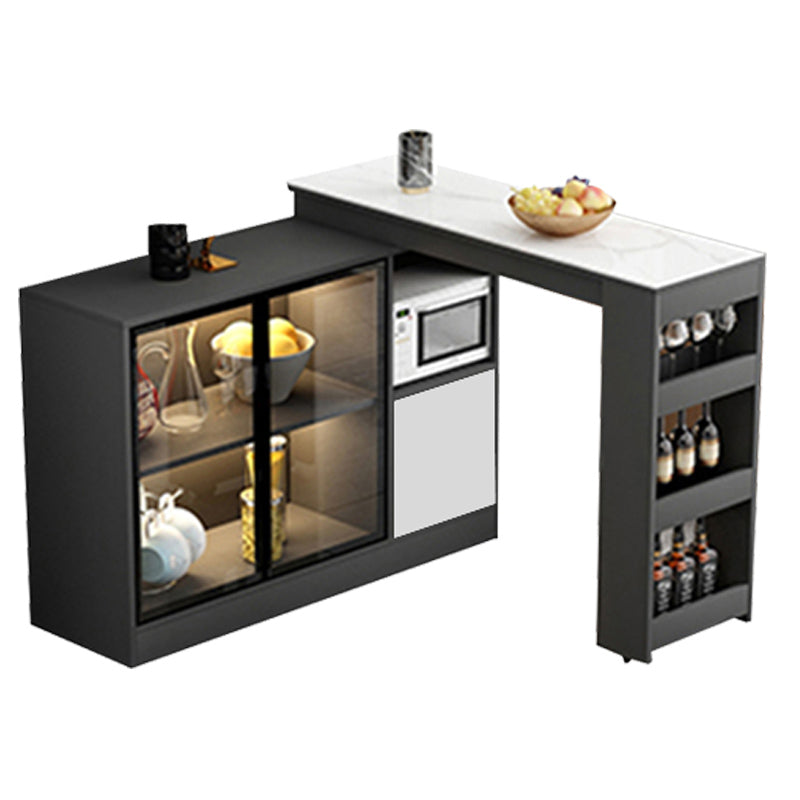 Modern Style Rectangle Bar Table Living Room Bistro Bar Desk with Storage