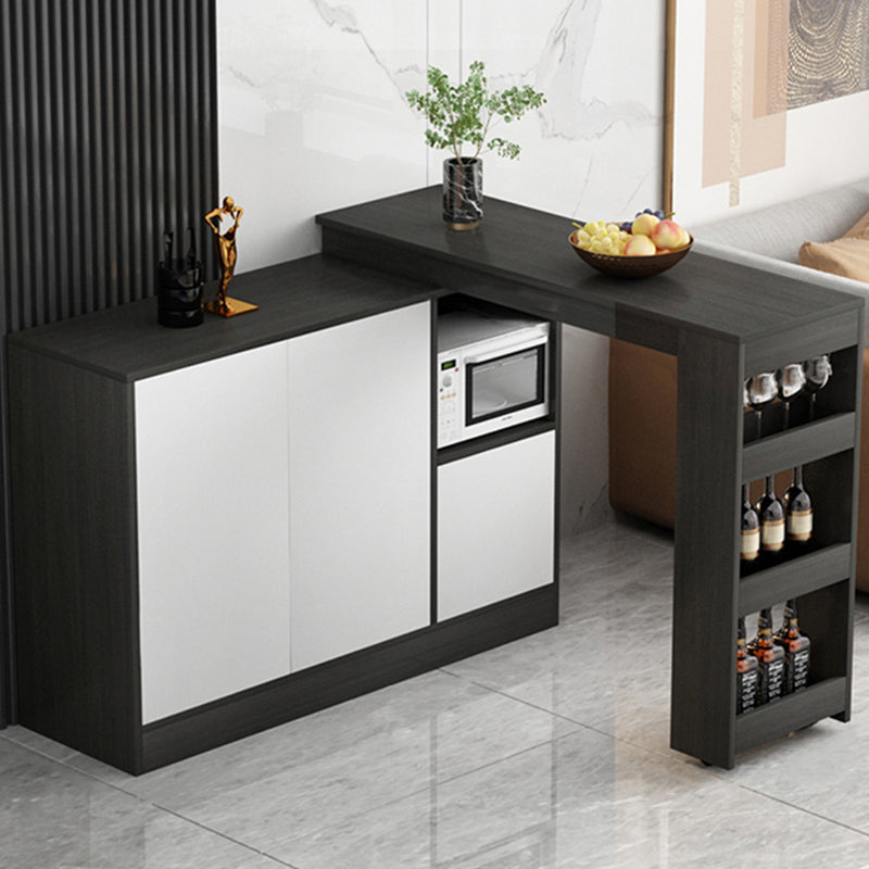 Modern Style Rectangle Bar Table Living Room Bistro Bar Desk with Storage