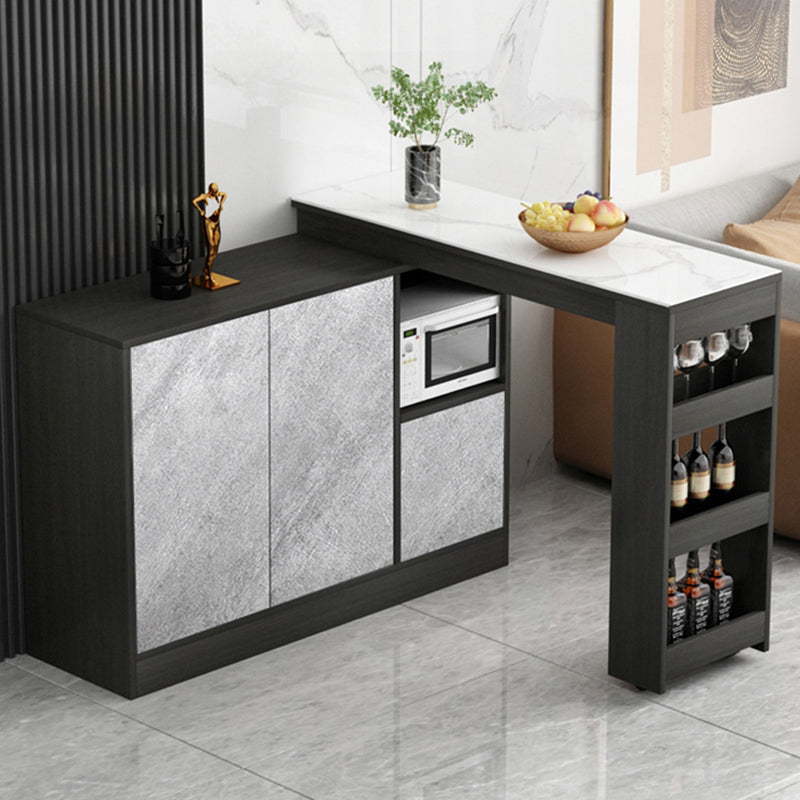 Modern Style Rectangle Bar Table Living Room Bistro Bar Desk with Storage