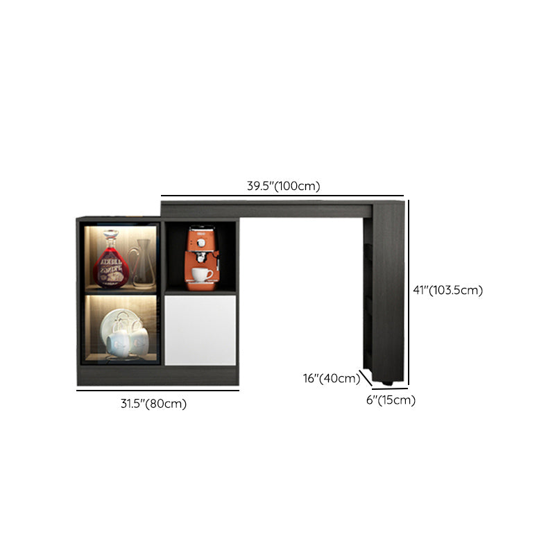 Modern Style Rectangle Bar Table Living Room Bistro Bar Desk with Storage