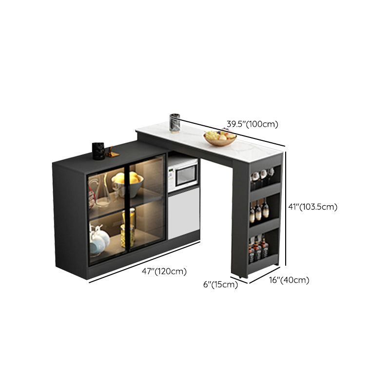 Modern Style Rectangle Bar Table Living Room Bistro Bar Desk with Storage