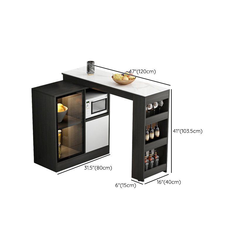 Modern Style Rectangle Bar Table Living Room Bistro Bar Desk with Storage