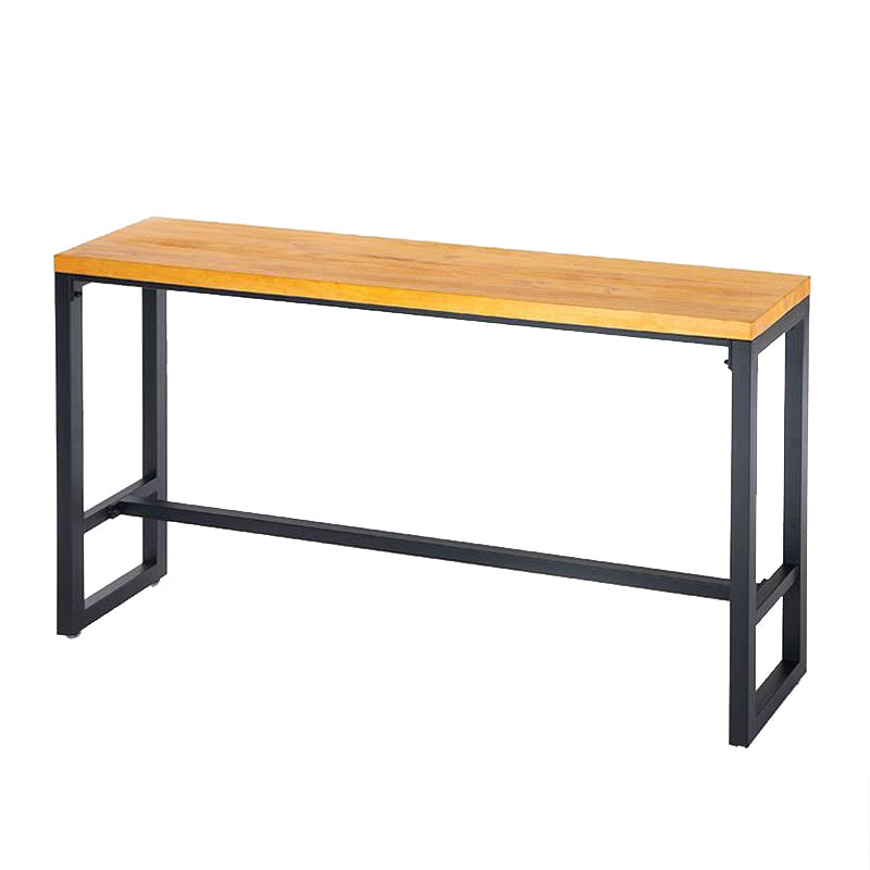 Industrial Style Rectangle Bar Table Solid Wood Bar Dining Table with Footrest