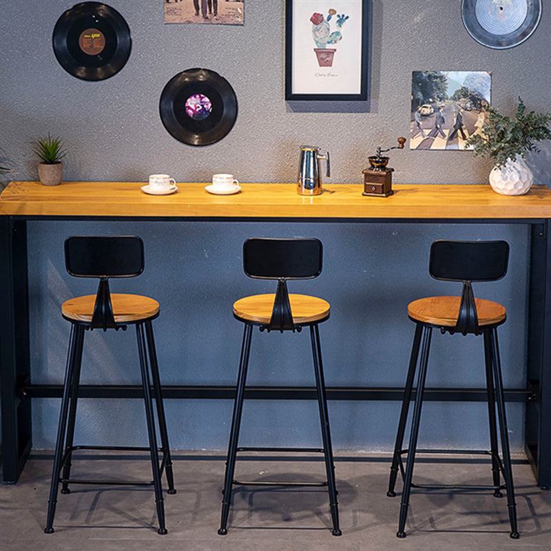 Industrial Style Rectangle Bar Table Solid Wood Bar Dining Table with Footrest