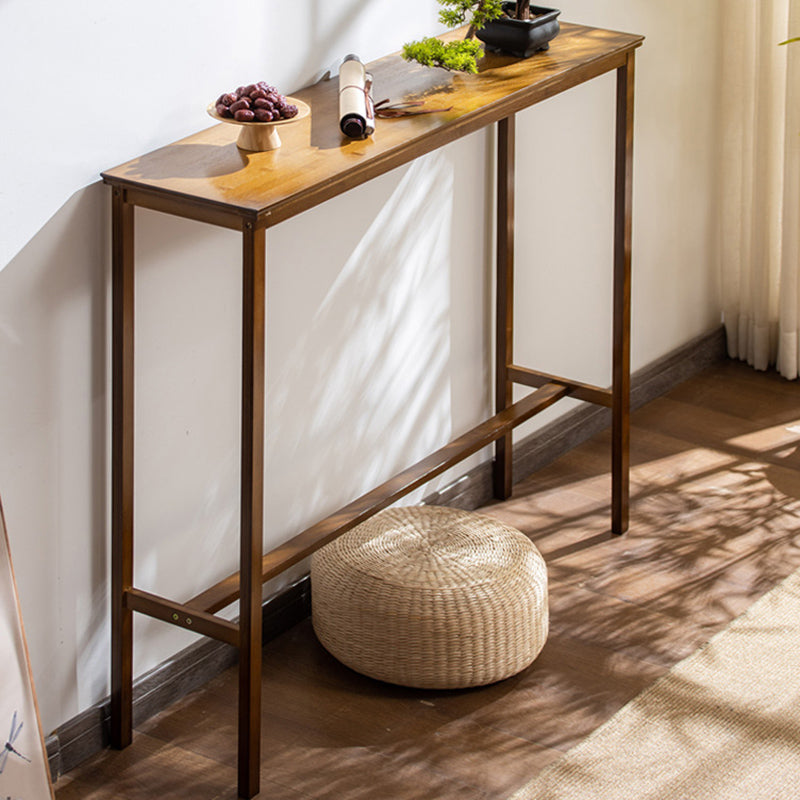 Modern Style Rectangle Bar Table Bamboo Bar Dining Table with Footrest