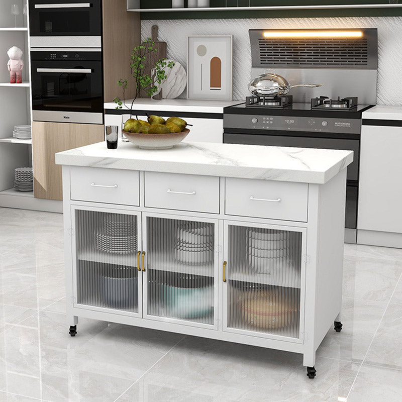 Dining Room Kitchen Island Table Marble Modern Prep Table with Drawer