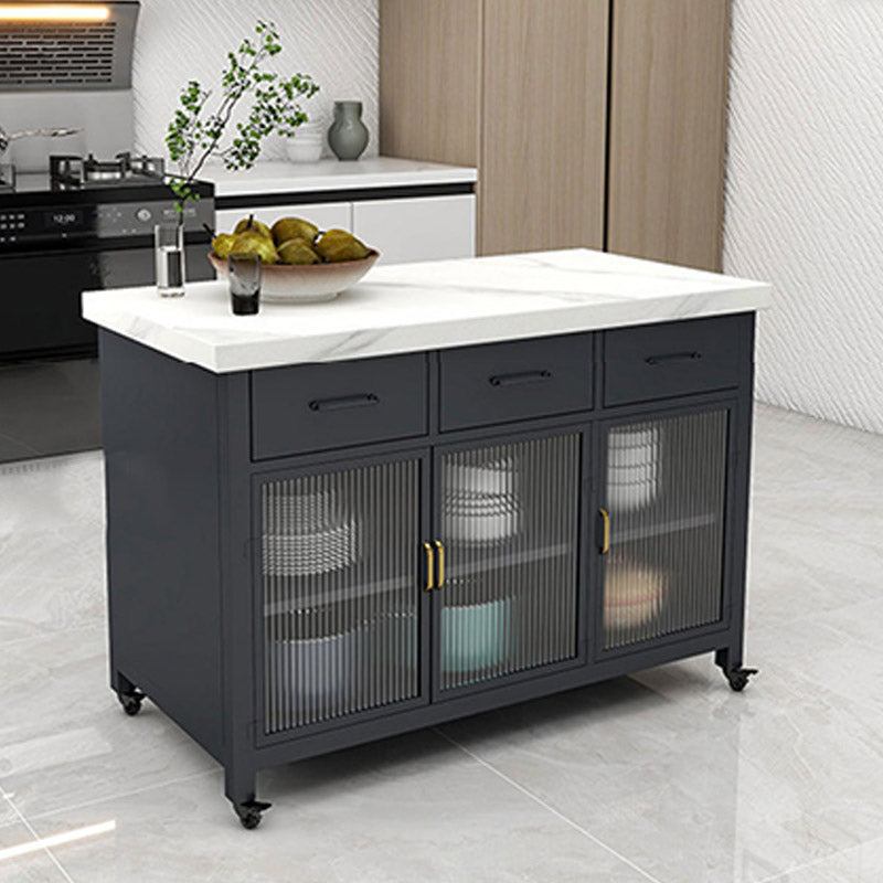 Dining Room Kitchen Island Table Marble Modern Prep Table with Drawer