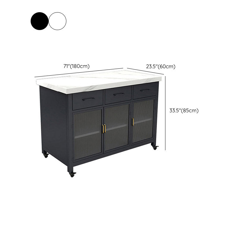 Dining Room Kitchen Island Table Marble Modern Prep Table with Drawer