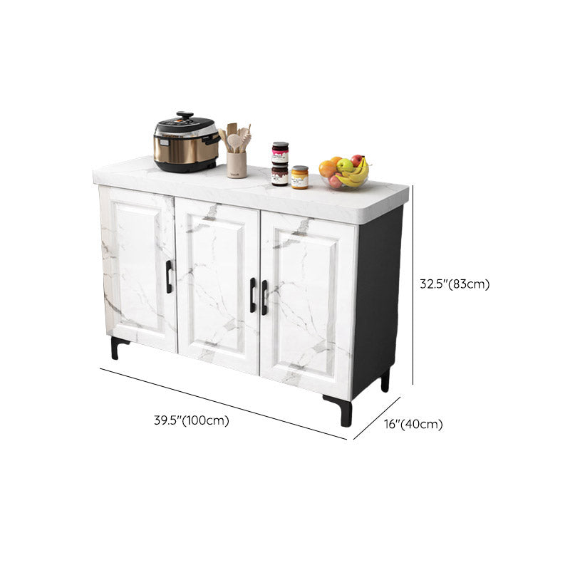 Dining Room Kitchen Island Marble Modern Prep Table with Storage Cabinet
